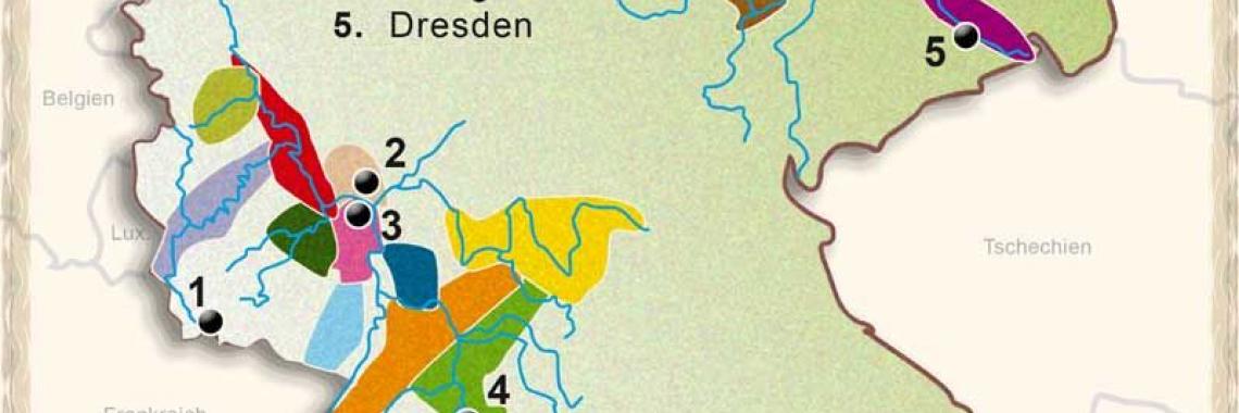 The German wine production is concentrated to steep river valleys. (Source: Wikimedia commons) (http://images.google.fr/imgres?imgurl=https://upload.wikimedia.org/wikipedia/commons/thumb/8/89/WeinbaugebieteDeutschland.svg/2000px-WeinbaugebieteDeutschland.svg.png&imgrefurl=https://de.wikipedia.org/wiki/Weinbau_in_Deutschland&h=1846&w=2000&tbnid=FgJKGSCxNZpIMM:&tbnh=90&tbnw=98&docid=CzmXs99Ic6QxZM&usg=__slYqW0IF4o3vnVarw80IC_PJRgQ=&sa=X&ved=0ahUKEwianO600_nLAhXI2SwKHVeHCF0Q9QEILjAB)
