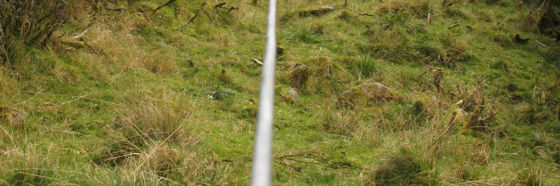 Features of zip-lines for downhill transport of hay from meadows to barns at Havrå, Osterøy municipality, West-Norway (Photo: Sebastian Eiter / NIBIO).